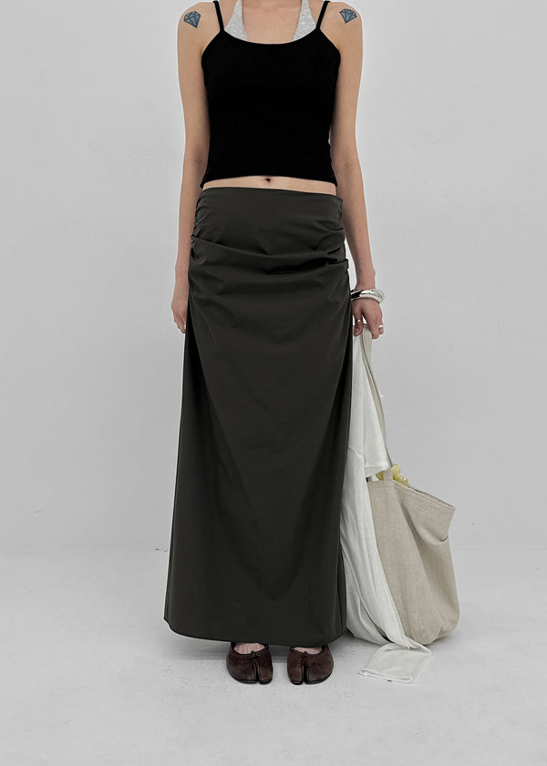 Pelian Nylon Shirred Long Skirt