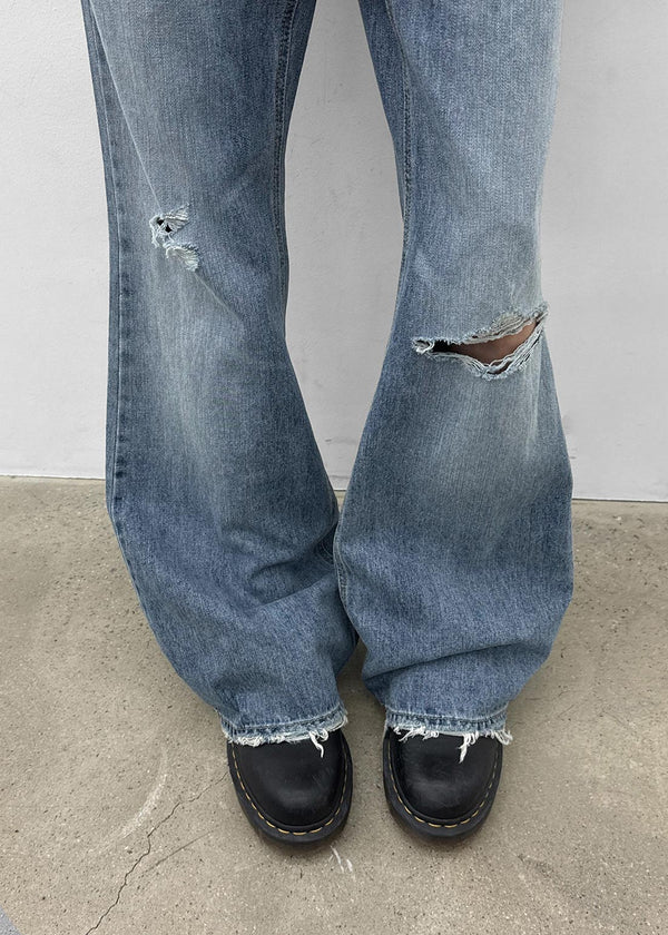 Rotomi Damaged Low-waisted Bootcut Denim Pants