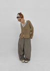 Plgun Linen Diamond V-Neck Cardigan