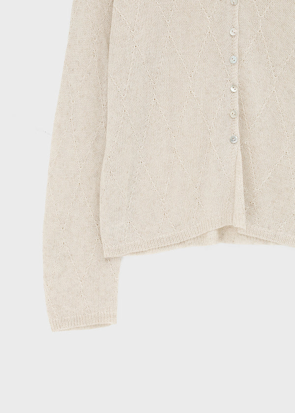 Plgun Linen Diamond V-Neck Cardigan