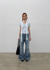 Rotomi Damaged Low-waisted Bootcut Denim Pants