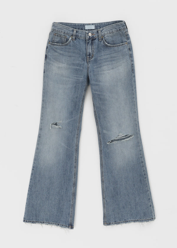 Rotomi Damaged Low-waisted Bootcut Denim Pants