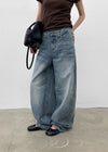 Lacquer Wash Balloon Wide Denim Pants