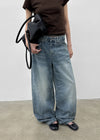 Lacquer Wash Balloon Wide Denim Pants