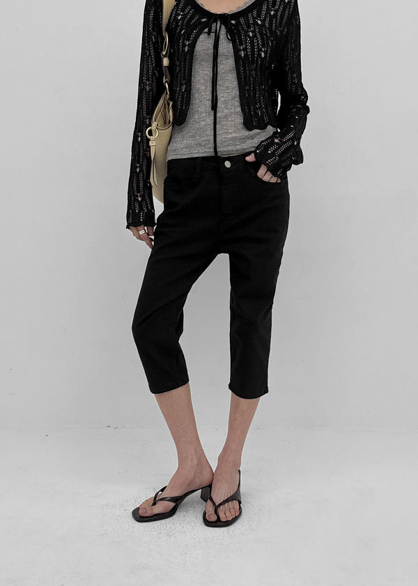 Four-hook Cotton Spandex Capri Pants