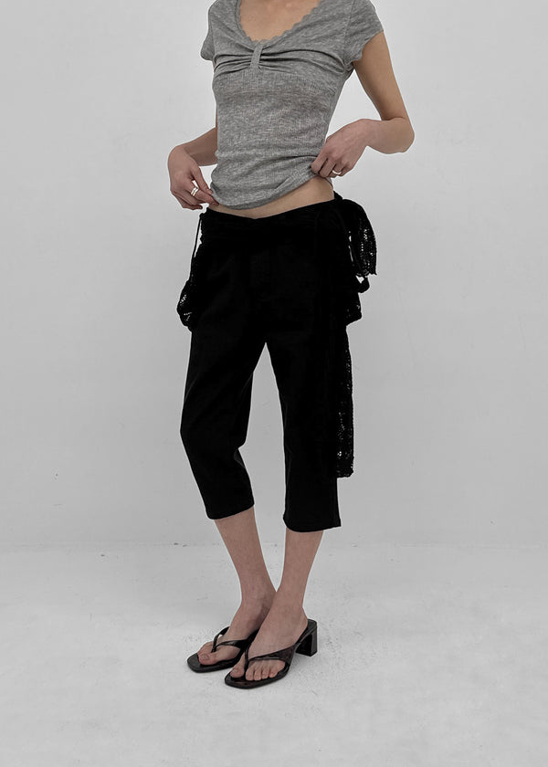 Four-hook Cotton Spandex Capri Pants