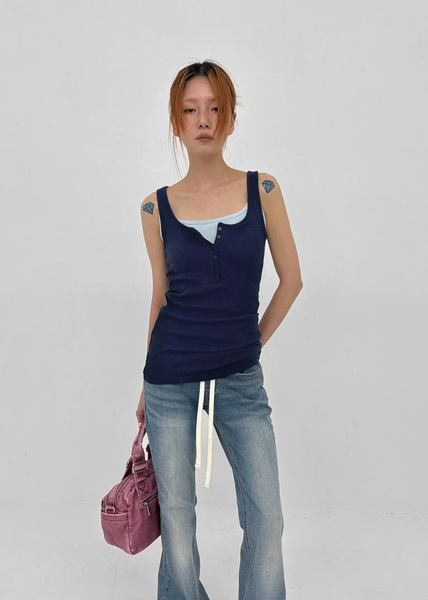 Comonut Banding Washed Bootcut Denim Pants