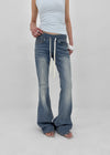 Comonut Banding Washed Bootcut Denim Pants