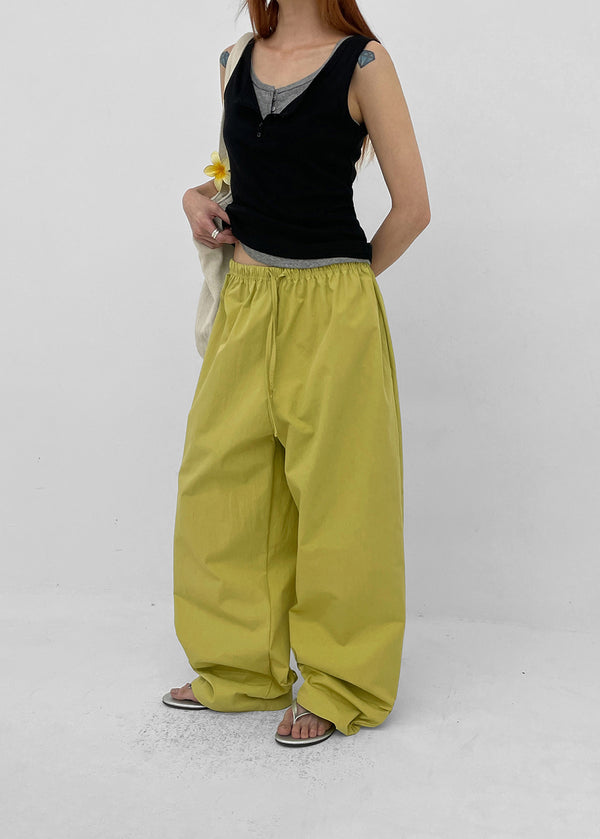 Parlen Slim-waisted Wide Cotton Pants