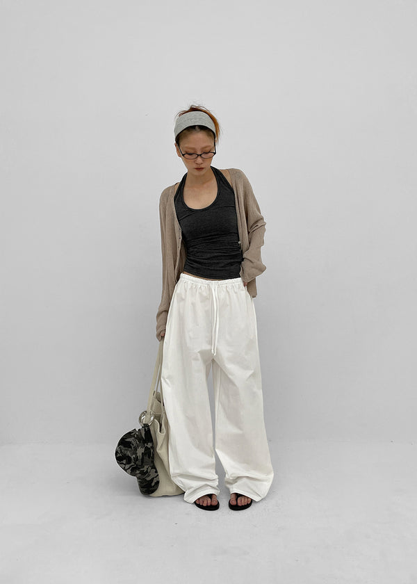 Plgun Linen Diamond V-Neck Cardigan
