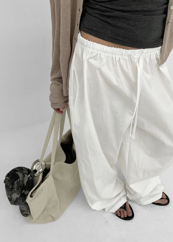 Parlen Slim-waisted Wide Cotton Pants
