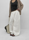 Parlen Slim-waisted Wide Cotton Pants