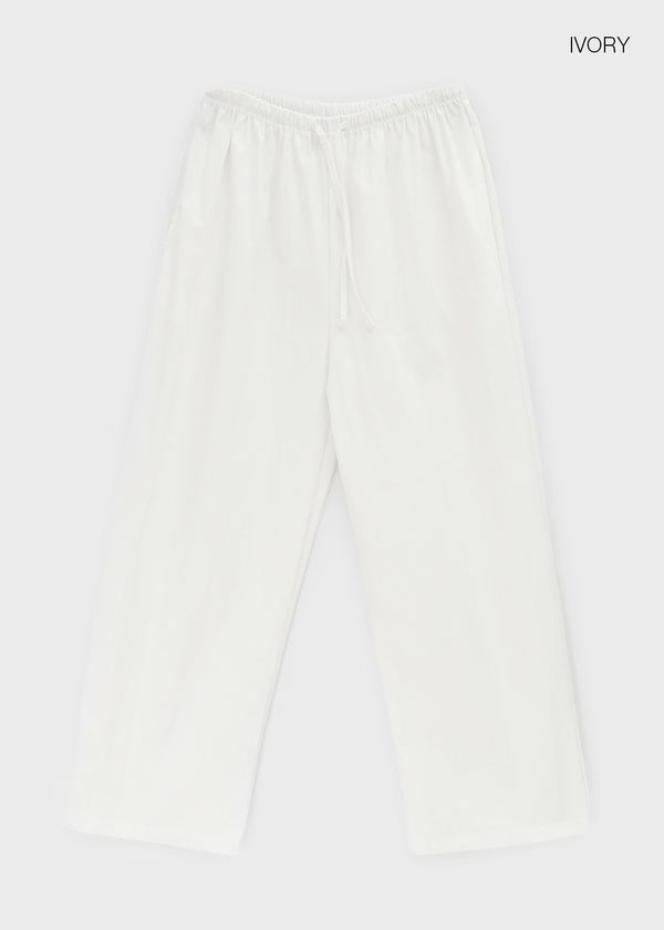 Parlen Slim-waisted Wide Cotton Pants