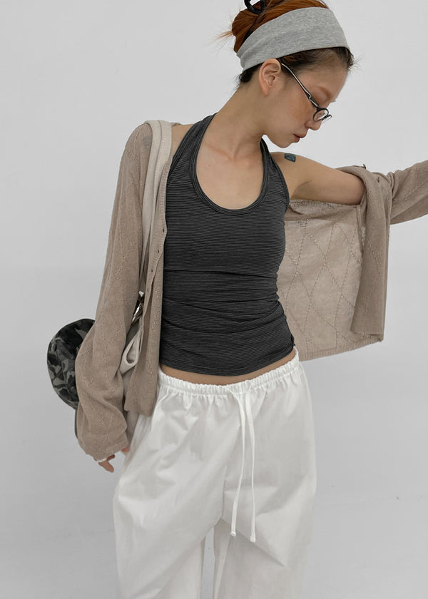 Pollenne Slim Fit Long Halter Sleeveless Top