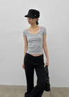 Ironi Halter Layered Cap Sleeve Short Sleeve Tee
