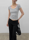 Ironi Halter Layered Cap Sleeve Short Sleeve Tee