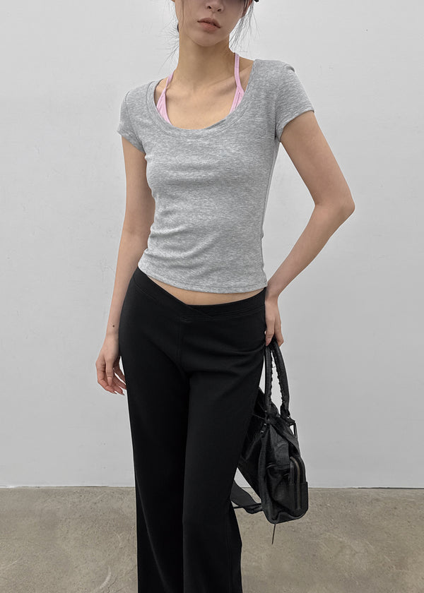 Ironi Halter Layered Cap Sleeve Short Sleeve Tee