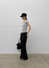 Ironi Halter Layered Cap Sleeve Short Sleeve Tee