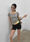 Sae Pop Square Off-shoulder Short Sleeve Tee