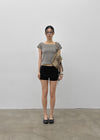 Sae Pop Square Off-shoulder Short Sleeve Tee