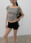 Sae Pop Square Off-shoulder Short Sleeve Tee