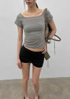 Sae Pop Square Off-shoulder Short Sleeve Tee