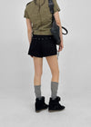 Hanu Semi-low Waist Riveted Cotton Shorts