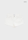 Hanu Semi-low Waist Riveted Cotton Shorts