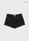 Hanu Semi-low Waist Riveted Cotton Shorts