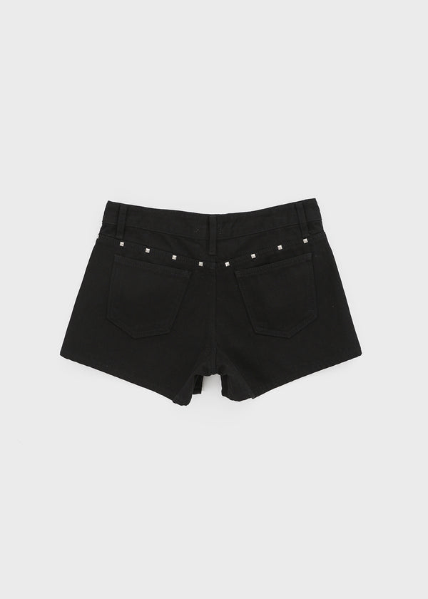 Hanu Semi-low Waist Riveted Cotton Shorts