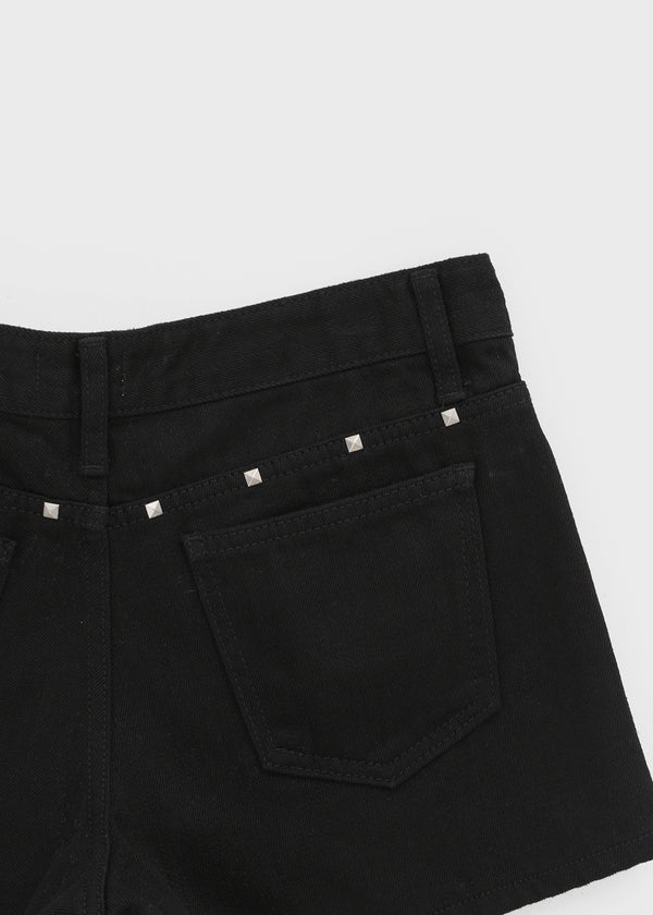 Hanu Semi-low Waist Riveted Cotton Shorts