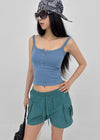 Ferriot Henley Neck Crop Sleeveless (Built-in Cap)