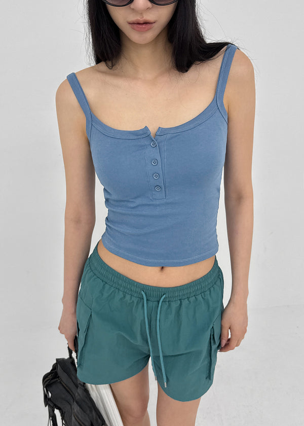 Ferriot Henley Neck Crop Sleeveless (Built-in Cap)