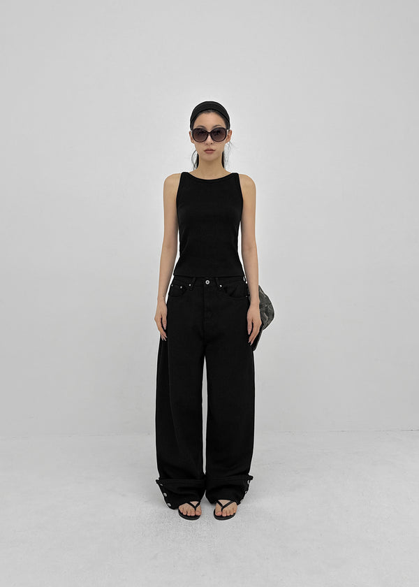 Ponhi Button Wide Cotton Pants