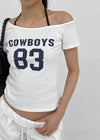 Teen Bar Layered Halter Off-shoulder Short Sleeve Tee