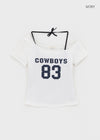 Teen Bar Layered Halter Off-shoulder Short Sleeve Tee