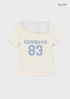 Teen Bar Layered Halter Off-shoulder Short Sleeve Tee
