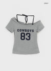 Teen Bar Layered Halter Off-shoulder Short Sleeve Tee