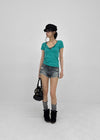 Fallb Damaged Washed Denim Shorts