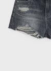 Fallb Damaged Washed Denim Shorts