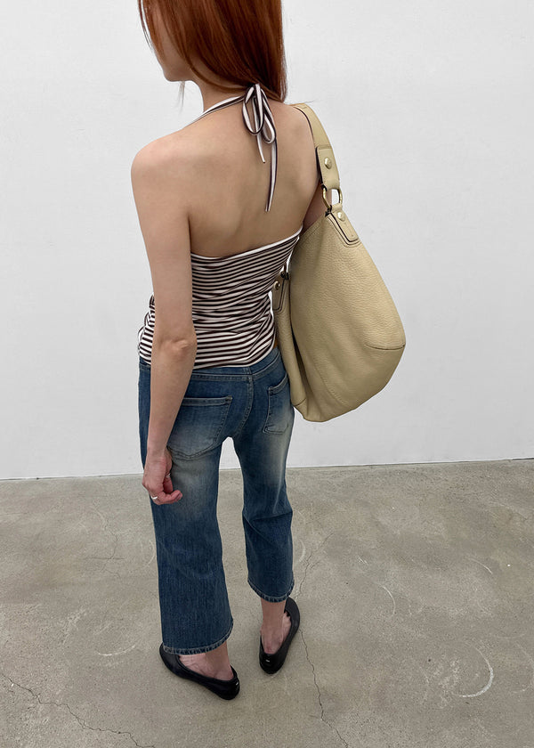 Rikong Stripe Halter Sleeveless (Built-in Cap)
