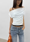 Bere Shirred Off-shoulder Short-sleeve Tee
