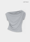 Bere Shirred Off-shoulder Short-sleeve Tee