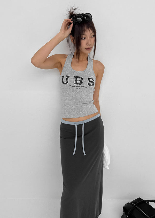 Leving Dot Lettering Halter Sleeveless
