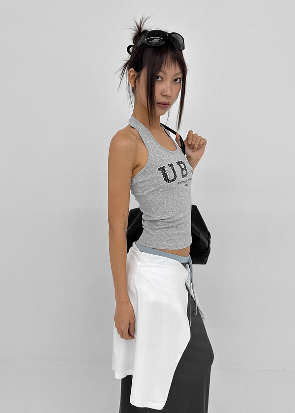 Leving Dot Lettering Halter Sleeveless
