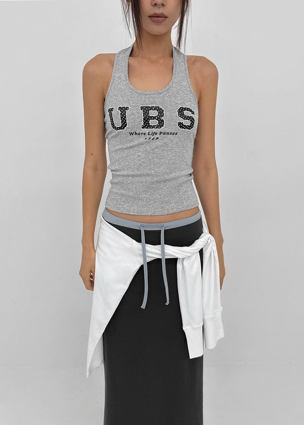 Leving Dot Lettering Halter Sleeveless