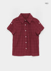 T-farm Pintuck Short Sleeve Check Shirt