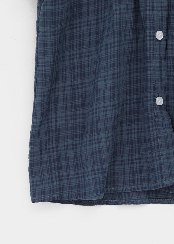T-farm Pintuck Short Sleeve Check Shirt