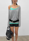 Low-top Boatneck Tencel Long-sleeve Tee