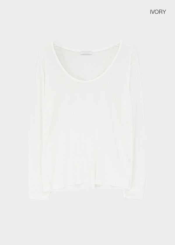 Low-top Boatneck Tencel Long-sleeve Tee